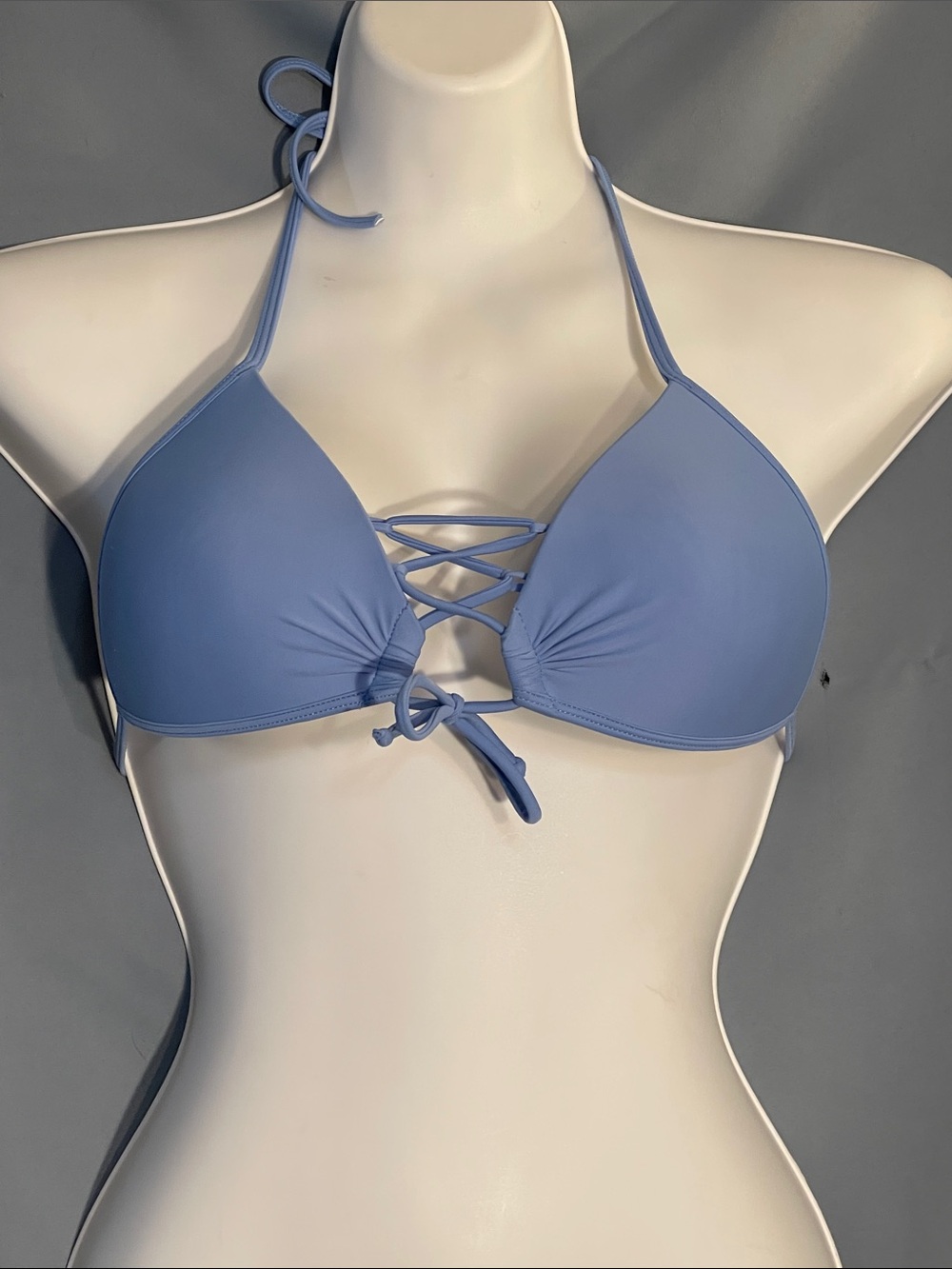 Body Glove Light Blue Lace-Up Triangle Bikini Top